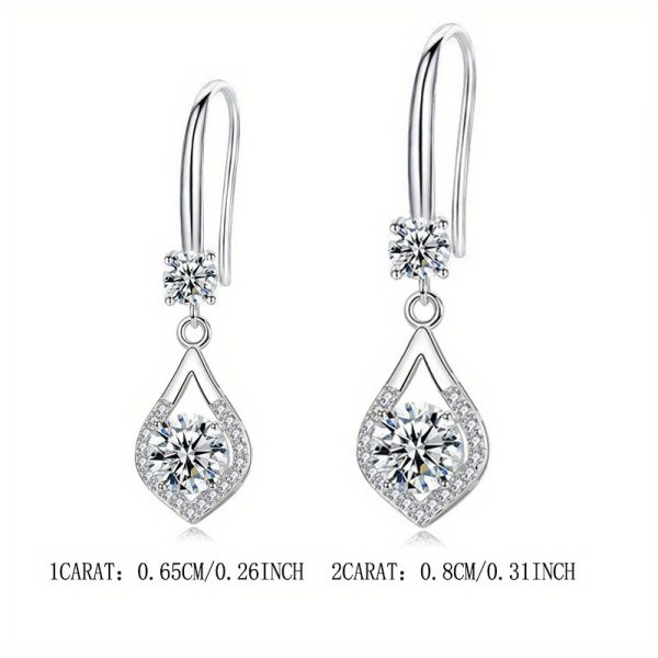 925 Sterling Silvery 1 Carat *2u002F2 Carat *2 Mosan Diamond Drop Shaped Pendant Earrings Europe And The United States Retro Light Luxury Niche Design Personality Everything Men And Women Senior Creative Jewelry Daily Wear Party Date Gift Box - Image 2