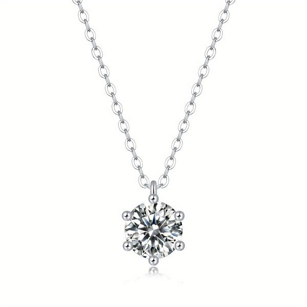 Exquisite 925 Sterling Silver Moissanite Inlaid Necklace Hypoallergenic Jewelry Suitable For Women Gift With Gift Box - Image 5