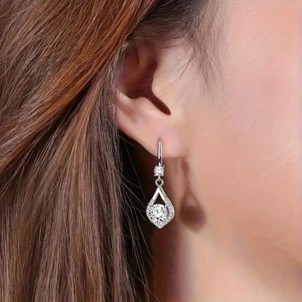 925 Sterling Silvery 1 Carat *2u002F2 Carat *2 Mosan Diamond Drop Shaped Pendant Earrings Europe And The United States Retro Light Luxury Niche Design Personality Everything Men And Women Senior Creative Jewelry Daily Wear Party Date Gift Box - Image 6