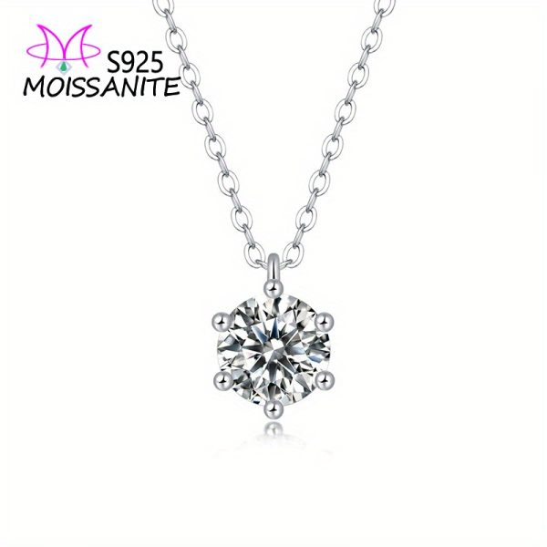 Exquisite 925 Sterling Silver Moissanite Inlaid Necklace Hypoallergenic Jewelry Suitable For Women Gift With Gift Box - Image 2