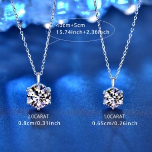 Exquisite 925 Sterling Silver Moissanite Inlaid Necklace Hypoallergenic Jewelry Suitable For Women Gift With Gift Box