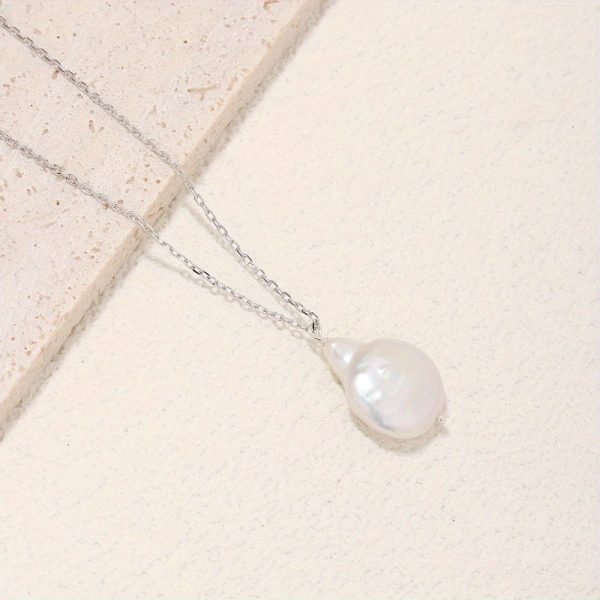 925 Sterling Silver Baroque Freshwater Pearl Pendant Necklace, Vintage & Minimalist Style Jewelry Ideal For Everyday Wear And Mother's Day Gifts For Women - Image 6