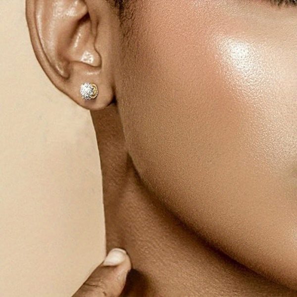 18K Gold Plated Moissanite Stud Earrings, 2 Carat TW (1ct each) 925 Sterling Silver, Classic Luxury Style with Secure Backs for Daily Wear, Party, Gift - Elegant Jewelry for All Seasons - Mardi Gras, Easter, Birthdays, Valentine's, Mother's Day - Includes Gift Box - Image 5