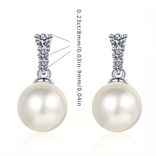 S925 sterling silver 0.23 carat*2 moissanite freshwater pearl earrings, fashionable and trendy earrings, light luxury niche high-end design earrings, elegant, gentle, mature style, casual classic style, simple gift for boyfriend, girlfriend, mom, gra