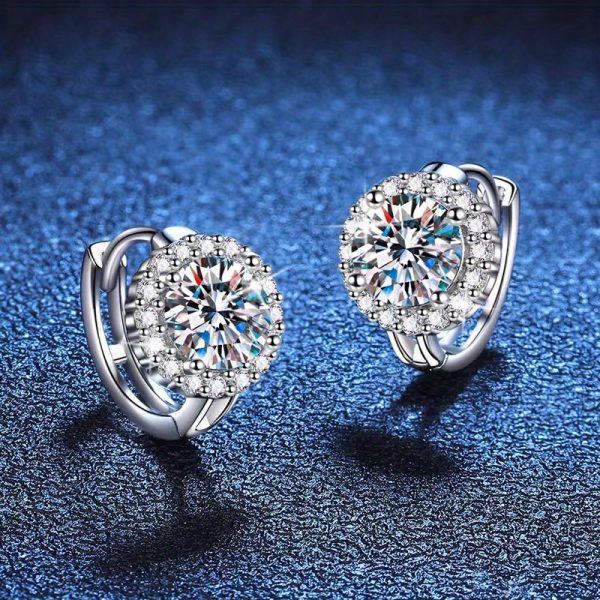 925 Sterling Silver Moissanite Sunflower Huggie Earrings, Romantic Gifts For Women, Daily Wear Party Date Banquet Holiday, Includes Gift Box, Bohemian & Minimalist Style Ear Jewelry - Image 5