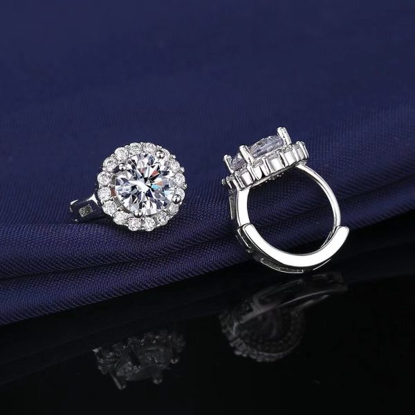 925 Sterling Silver Moissanite Sunflower Huggie Earrings, Romantic Gifts For Women, Daily Wear Party Date Banquet Holiday, Includes Gift Box, Bohemian & Minimalist Style Ear Jewelry - Image 3