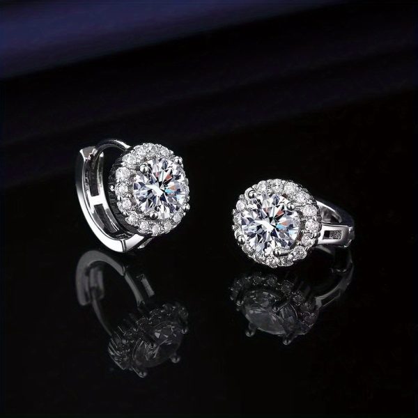 925 Sterling Silver Moissanite Sunflower Huggie Earrings, Romantic Gifts For Women, Daily Wear Party Date Banquet Holiday, Includes Gift Box, Bohemian & Minimalist Style Ear Jewelry - Image 2