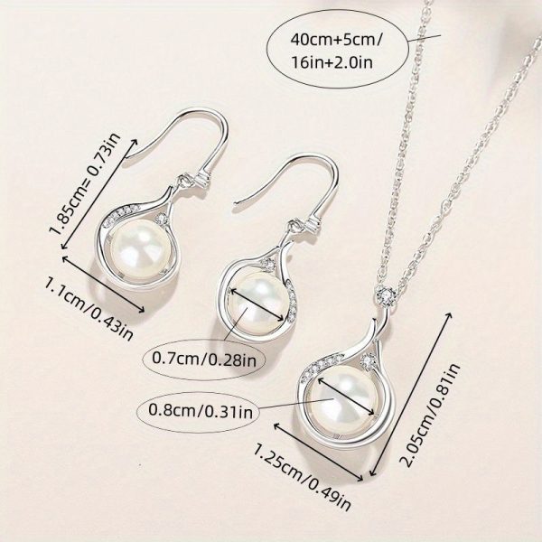 1pcu002F2pcs S925 Sterling Silver Freshwater Pearl Necklace and Earrings, Proposal Engagement Wedding Anniversary Gift - Image 2