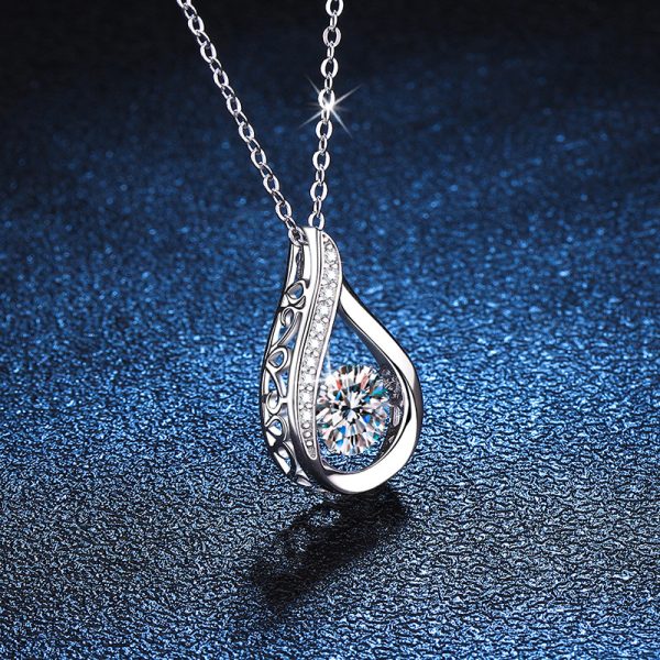 S925 Sterling Silver Water Drop Shape Pendant Necklace, Versatile Fashion Trendy Party Wedding Anniversary Gift - Image 4