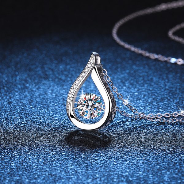 S925 Sterling Silver Water Drop Shape Pendant Necklace, Versatile Fashion Trendy Party Wedding Anniversary Gift - Image 3