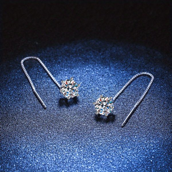 925 sterling silver 0.5 carat*2 moissanite pendant ear needle ear wire new fashion trend versatile design high-end fresh sweet bestie style couple style romantic simple casual creative personality aesthetic temperament mature style classic style gent - Image 5