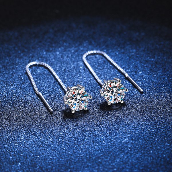 925 sterling silver 0.5 carat*2 moissanite pendant ear needle ear wire new fashion trend versatile design high-end fresh sweet bestie style couple style romantic simple casual creative personality aesthetic temperament mature style classic style gent - Image 3