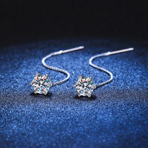 925 sterling silver 0.5 carat*2 moissanite pendant ear needle ear wire new fashion trend versatile design high-end fresh sweet bestie style couple style romantic simple casual creative personality aesthetic temperament mature style classic style gent