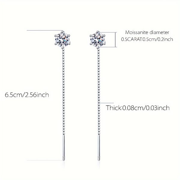 925 sterling silver 0.5 carat*2 moissanite pendant ear needle ear wire new fashion trend versatile design high-end fresh sweet bestie style couple style romantic simple casual creative personality aesthetic temperament mature style classic style gent - Image 4
