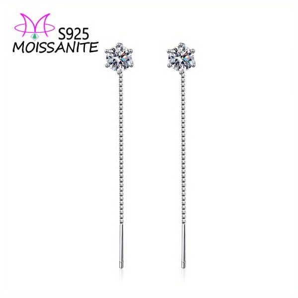 925 sterling silver 0.5 carat*2 moissanite pendant ear needle ear wire new fashion trend versatile design high-end fresh sweet bestie style couple style romantic simple casual creative personality aesthetic temperament mature style classic style gent - Image 2