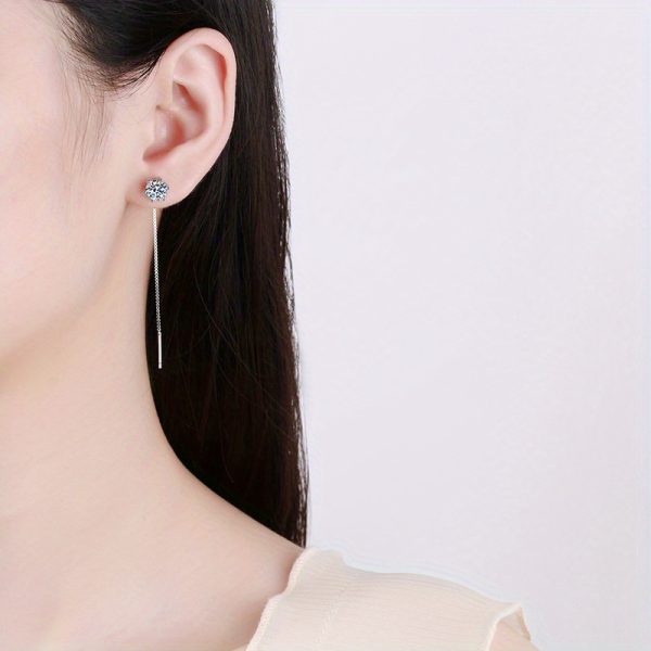 925 sterling silver 0.5 carat*2 moissanite pendant ear needle ear wire new fashion trend versatile design high-end fresh sweet bestie style couple style romantic simple casual creative personality aesthetic temperament mature style classic style gent - Image 6