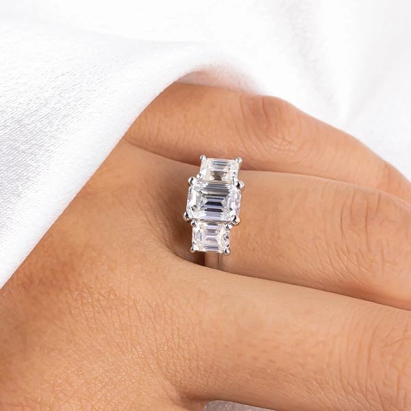 Elegant Emerald-Cut Moissanite Ring, ANU Cross-border 1.6 Carat 3-Stone Style, S925 Sterling Silver, High-End Engagementu002FWedding Jewelry - Image 6