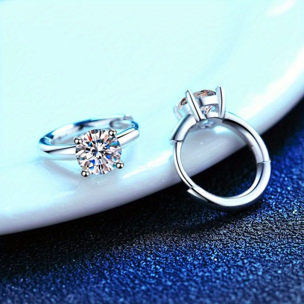 925 sterling silver 0.5ctu002F1ct*2 moissanite earrings European and American light luxury niche men and women Valentine's Day anniversary surprise elegant high-end design creative personality sweet romantic fresh elegant gentle retro style mature light - Image 3