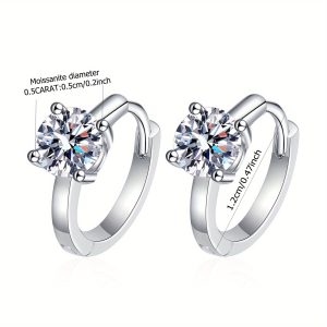 925 sterling silver 0.5ctu002F1ct*2 moissanite earrings European and American light luxury niche men and women Valentine's Day anniversary surprise elegant high-end design creative personality sweet romantic fresh elegant gentle retro style mature light