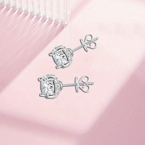 2x 1 Carat Moissanite, 925 Sterling Silver Earrings, Fashion Trend, Classic Style, Casual, Simple, Y2K Creative Design, Gift Box Included, Perfect for Birthday, Anniversary, Valentine's Day, Mother's Day, New Year, Daily Wear, Travel - Image 3