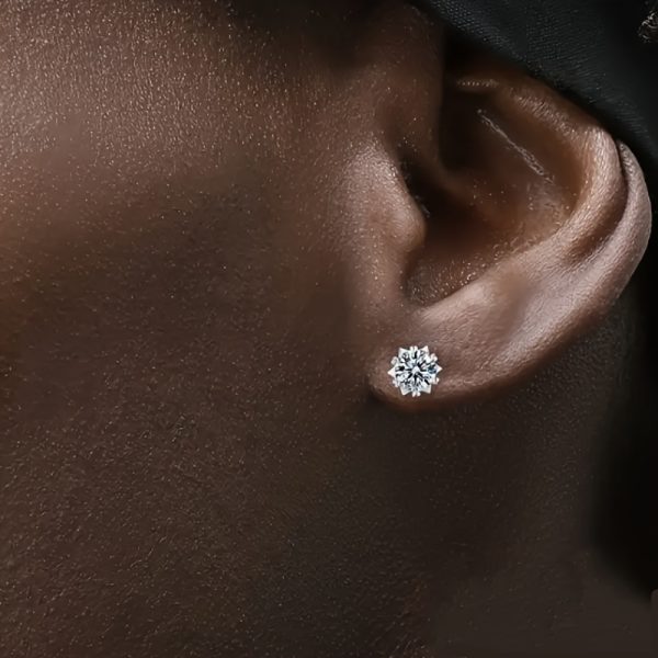 925 Sterling Silver Moissanite Snowflake Stud Earrings, 0.5ctu002F1ct*2 Vintage Luxury Design, Unisex Versatile, Elegant Accessory for Engagement, Wedding, Party, Classic Casual Chic, Gift Box Included, Approx 2.5g - Image 6