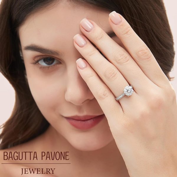 1.5u002F2u002F3u002F4u002F5CT Round Moissanite Sterling Silver Engagement Rings - Women's Promise Rings for Her, Wedding Bands with Sterling Silver, 925 Hallmark, and Luxurious Design - Perfect for Anniversary, Birthday, or Everyday Wear - Image 2