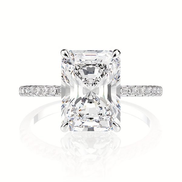 1 PC 4 Carat Moissanite Solitaire Ring - S925 Sterling Silver, Hypoallergenic, Nickel-Free, Sparkling Crystal, Party Birthday Anniversary Gift for Girlfriend, Engagement Wedding Valentine's Day Wedding Anniversary Birthday Gift - Image 2