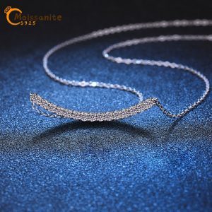 moissanite pendant necklace, 925 sterling silver, clavicle chain proposal engagement wedding dinner party trendy temperament classic simple style casual elegant design high-end light luxury niche sweet fresh girl cute gift for daughter and mom da