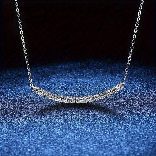moissanite pendant necklace, 925 sterling silver, clavicle chain proposal engagement wedding dinner party trendy temperament classic simple style casual elegant design high-end light luxury niche sweet fresh girl cute gift for daughter and mom da - Image 5