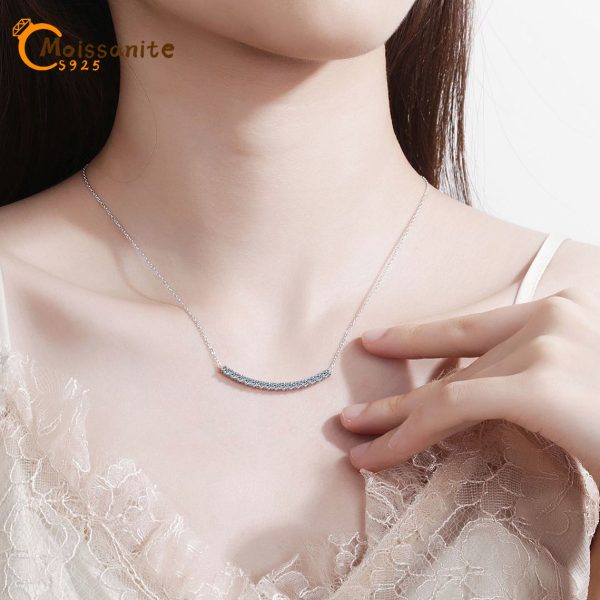 moissanite pendant necklace, 925 sterling silver, clavicle chain proposal engagement wedding dinner party trendy temperament classic simple style casual elegant design high-end light luxury niche sweet fresh girl cute gift for daughter and mom da - Image 8