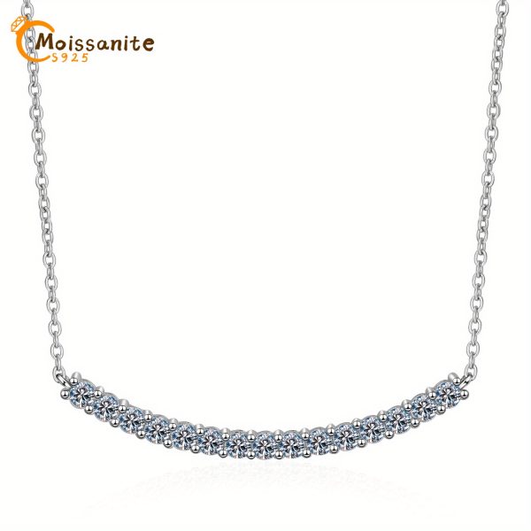 moissanite pendant necklace, 925 sterling silver, clavicle chain proposal engagement wedding dinner party trendy temperament classic simple style casual elegant design high-end light luxury niche sweet fresh girl cute gift for daughter and mom da - Image 3