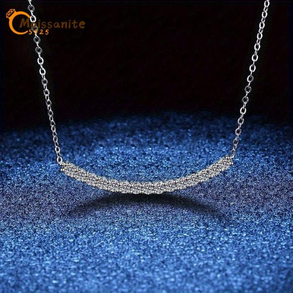 moissanite pendant necklace, 925 sterling silver, clavicle chain proposal engagement wedding dinner party trendy temperament classic simple style casual elegant design high-end light luxury niche sweet fresh girl cute gift for daughter and mom da - Image 4