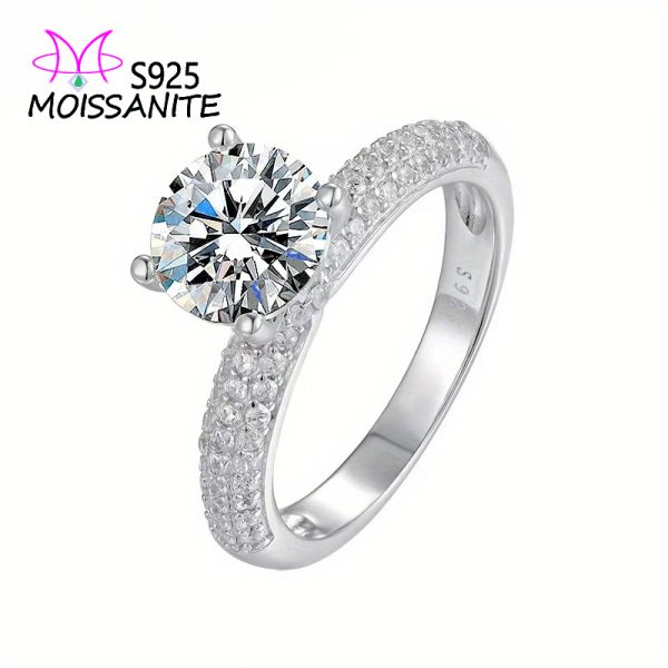 925 sterling silver 2 carat moissanite diamond ring for men and women, fashionable and elegant, high-end creative, light luxury, niche, romantic and gorgeous, simple, classic and versatile, birthday, anniversary, New Year, Valentine's Day