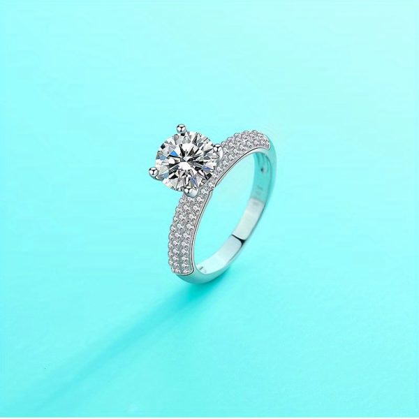925 sterling silver 2 carat moissanite diamond ring for men and women, fashionable and elegant, high-end creative, light luxury, niche, romantic and gorgeous, simple, classic and versatile, birthday, anniversary, New Year, Valentine's Day - Image 6
