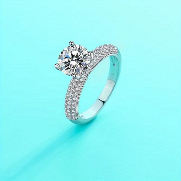 925 sterling silver 2 carat moissanite diamond ring for men and women, fashionable and elegant, high-end creative, light luxury, niche, romantic and gorgeous, simple, classic and versatile, birthday, anniversary, New Year, Valentine's Day - Image 7