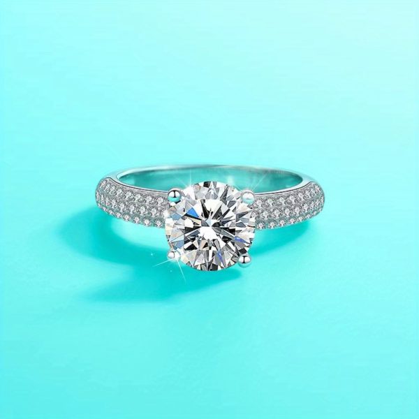 925 sterling silver 2 carat moissanite diamond ring for men and women, fashionable and elegant, high-end creative, light luxury, niche, romantic and gorgeous, simple, classic and versatile, birthday, anniversary, New Year, Valentine's Day - Image 8