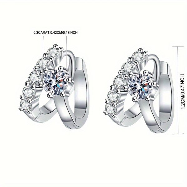 925 sterling silver 0.3 carat * 2 moissanite earrings for men and women couples hip-hop rock design Mother's Day Valentine's Day birthday anniversary New Year gift jewelry daily wear travel with gift box about 3g - Image 4