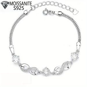 925 Sterling silver 1.5 carat Mosan eternal for Men to women Fresh sweet girl fashion trend Cute design sense of advanced creative personality Elegant temperament Luxury luxury luxury niche classic simple lively Send girlfriend Send