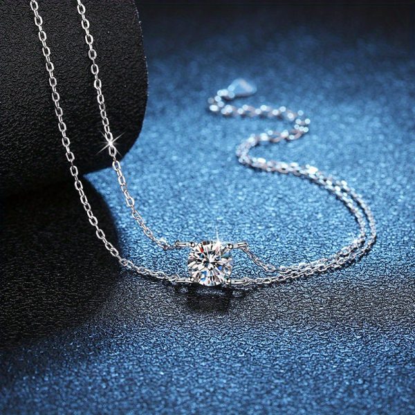 s925 sterling silver 1 carat moissanite double layer bracelet for men and women fashion trend versatile creative Valentine's Day birthday anniversary New Year gift jewelry daily wear travel wedding engagement party with gift box about 3g - Image 2