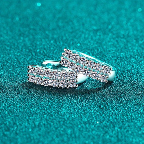 925 sterling silver 0.72 carat *2 Moisanne double rows full of earrings simple ear buckle daily light luxury fashion advanced design sense Europe and the United States men and women Valentine's Day surprise Creative personality sweet romantic - Image 4