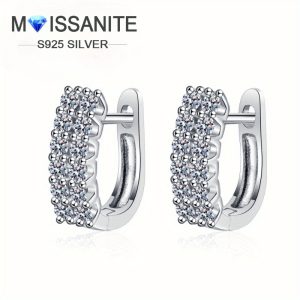 925 sterling silver 0.72 carat *2 Moisanne double rows full of earrings simple ear buckle daily light luxury fashion advanced design sense Europe and the United States men and women Valentine's Day surprise Creative personality sweet romantic