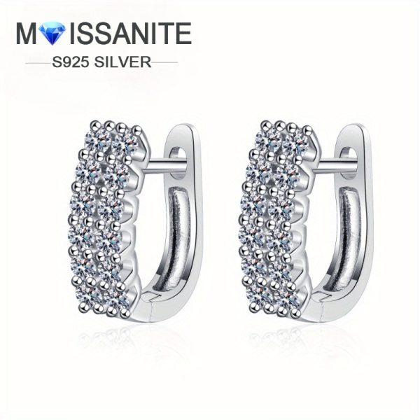 925 sterling silver 0.72 carat *2 Moisanne double rows full of earrings simple ear buckle daily light luxury fashion advanced design sense Europe and the United States men and women Valentine's Day surprise Creative personality sweet romantic