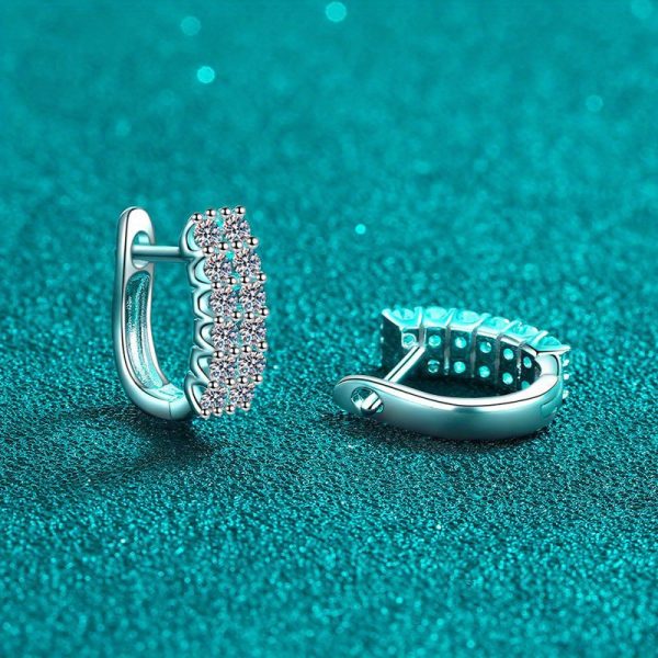 925 sterling silver 0.72 carat *2 Moisanne double rows full of earrings simple ear buckle daily light luxury fashion advanced design sense Europe and the United States men and women Valentine's Day surprise Creative personality sweet romantic - Image 6