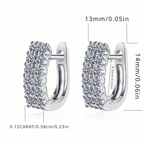 925 sterling silver 0.72 carat *2 Moisanne double rows full of earrings simple ear buckle daily light luxury fashion advanced design sense Europe and the United States men and women Valentine's Day surprise Creative personality sweet romantic - Image 5