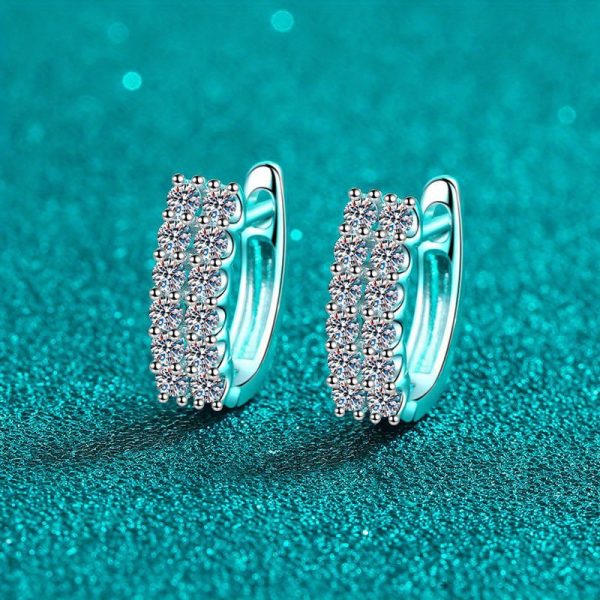 925 sterling silver 0.72 carat *2 Moisanne double rows full of earrings simple ear buckle daily light luxury fashion advanced design sense Europe and the United States men and women Valentine's Day surprise Creative personality sweet romantic - Image 3