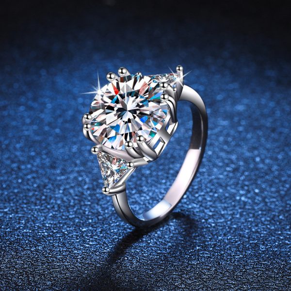925 sterling silver 5 carat moissanite ring trendy temperament classic elegant design high-end luxury gift for women daily wear birthday anniversary Valentine's Day Christmas Halloween gift with gift box - Image 3