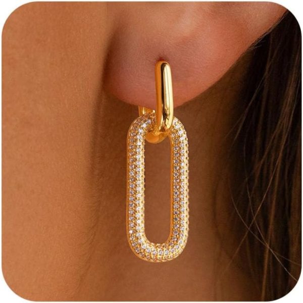 Chic Paperclip Link Dangle Earrings for Women - Lightweight, Minimalist Square Chain Design - Perfect Gift for Valentine's, Mother's Day, Christmas & More