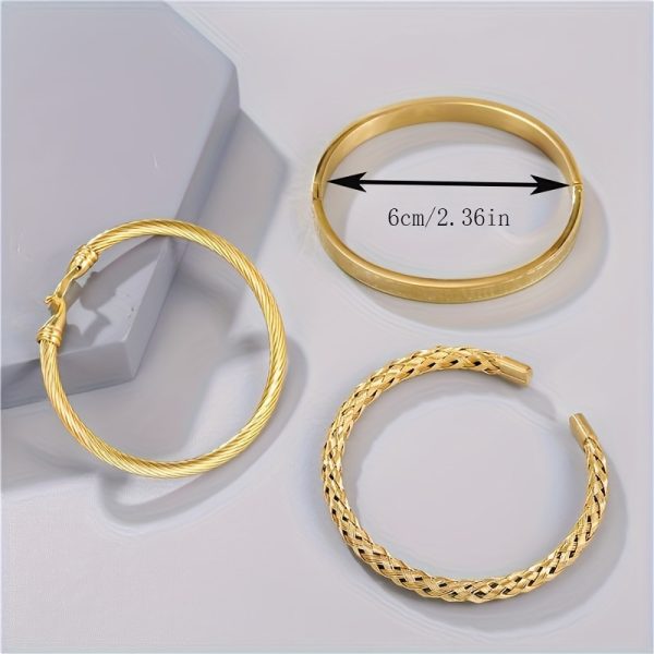3pcs Exquisite Roman Braided Hook Bangle Set - Fashion Jewelry for Men and Women - Temperament Accessories with Elegant Design and Premium Quality - Image 3