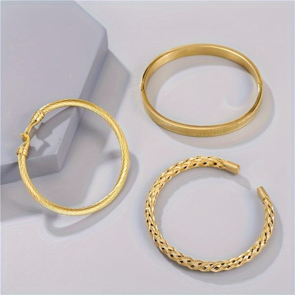 3pcs Exquisite Roman Braided Hook Bangle Set - Fashion Jewelry for Men and Women - Temperament Accessories with Elegant Design and Premium Quality - Image 7