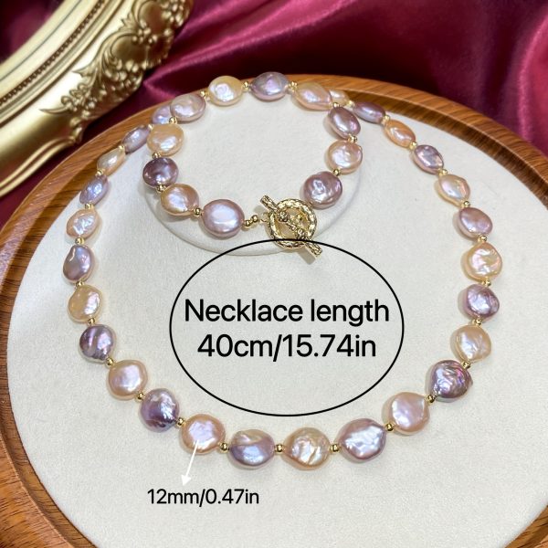 Elegant Men's Freshwater Pearl Necklace and Bracelet Set - Fashionable Summer Accessory with Unique Candy-Colored Beads, Perfect Gift Box Included - Image 2